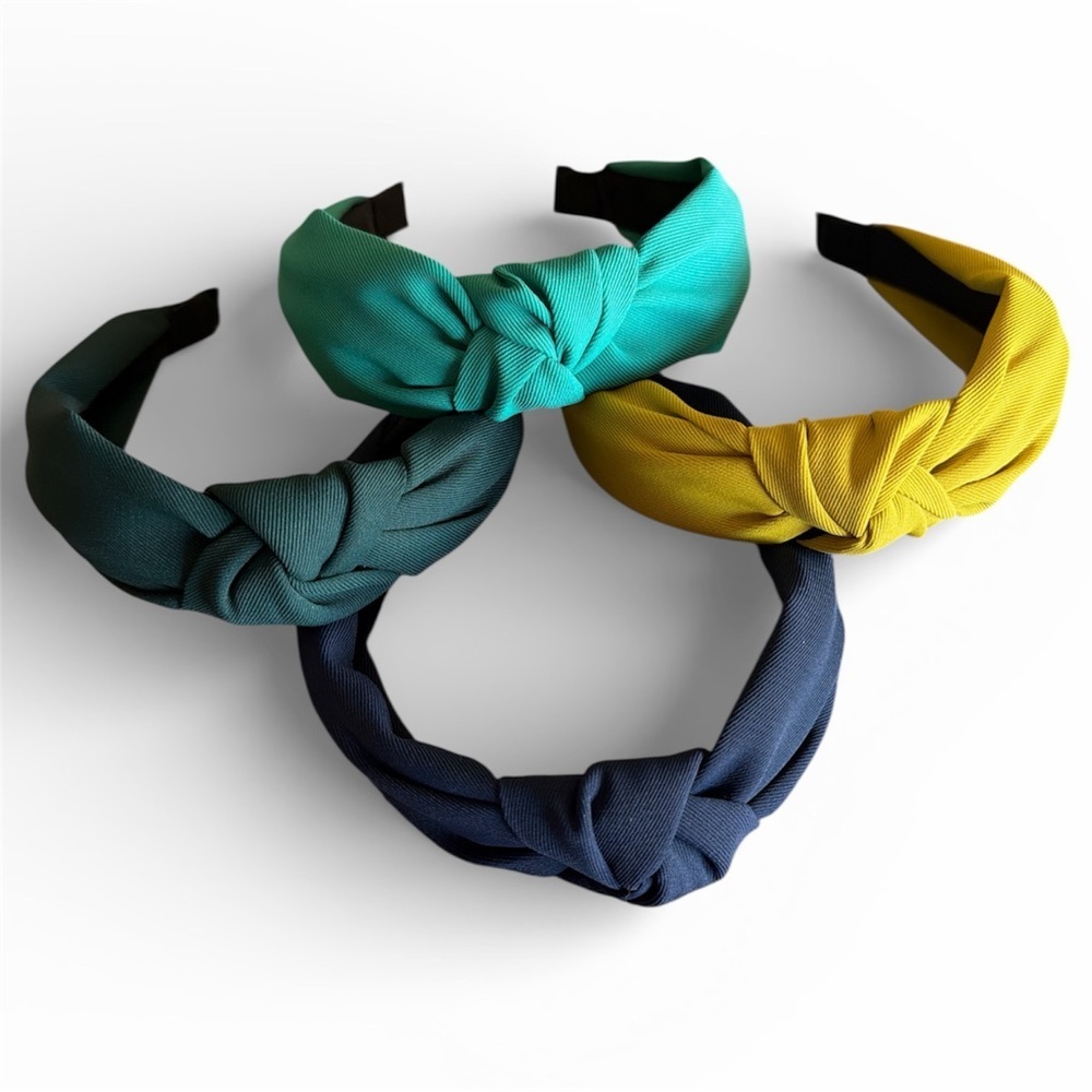 NWT 4 Piece Knotted Headband Collection - Teal, Mustard, Navy, Green
